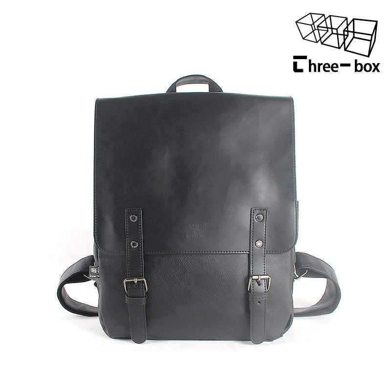 Durable PU leather backpack with spacious storage and laptop compartment for modern men