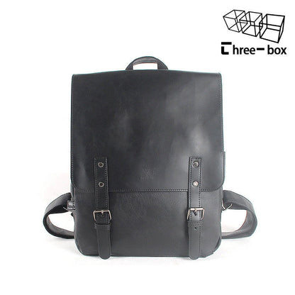Durable PU leather backpack with spacious storage and laptop compartment for modern men