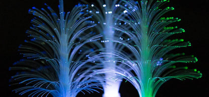 Vibrant color-changing LED fiber optic Christmas tree lamp with stable round base