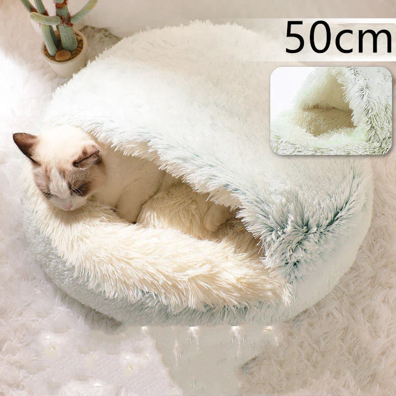 Cozy and comfortable 2-in-1 pet bed for cats and dogs, featuring plush, warm, and soft materials