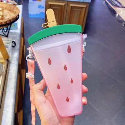 Anti-drop children's popsicle cup with cartoon design and cup rope