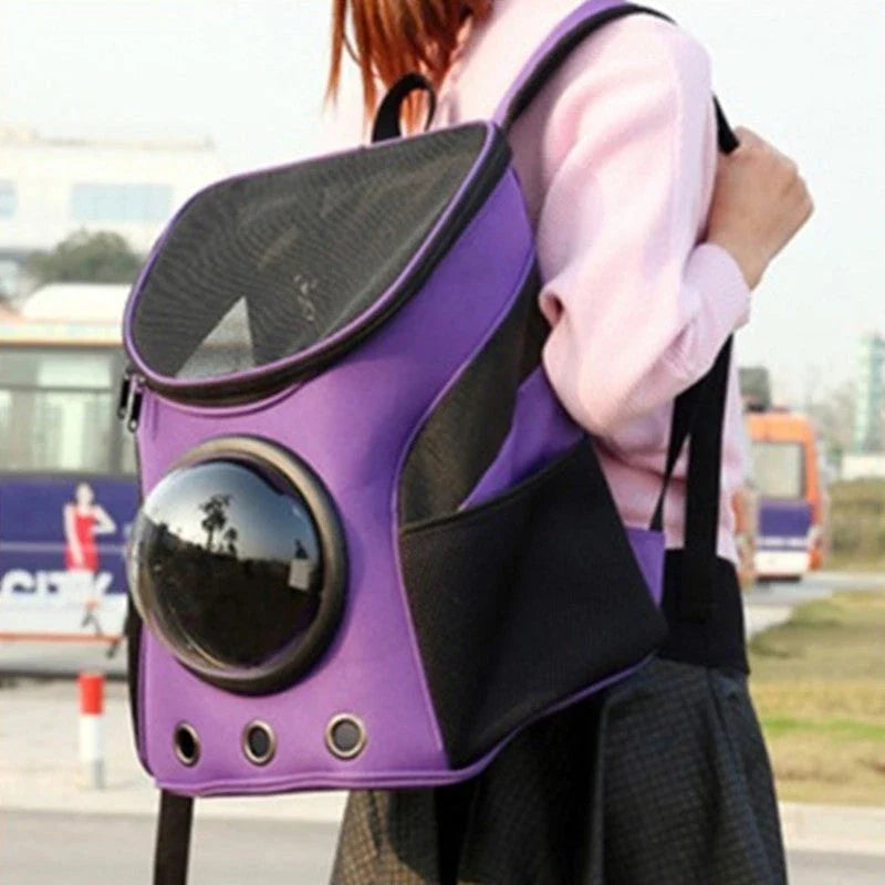 Stylish and spacious astronaut-inspired pet carrier backpack for taking cats and dogs on the go in the UK