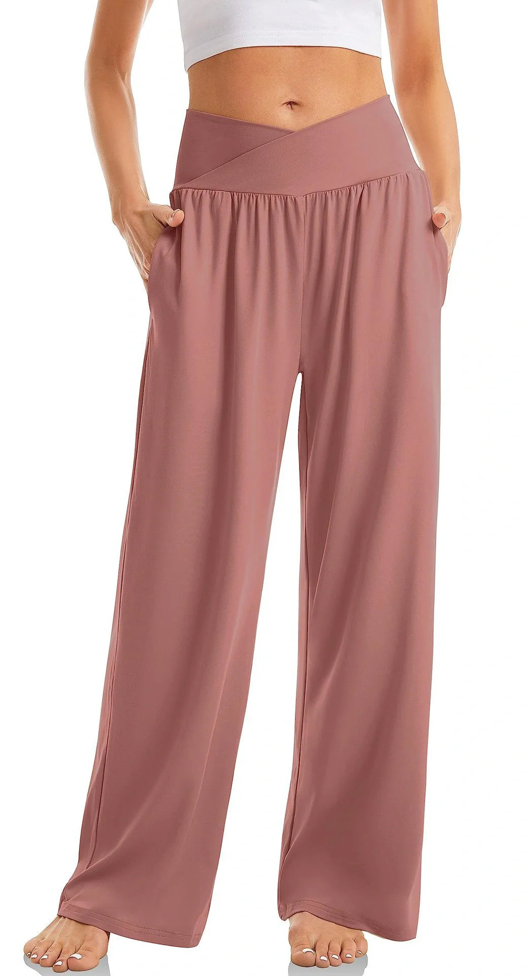 Women's Cross-Waist Yoga Trousers in various colours for comfort and style