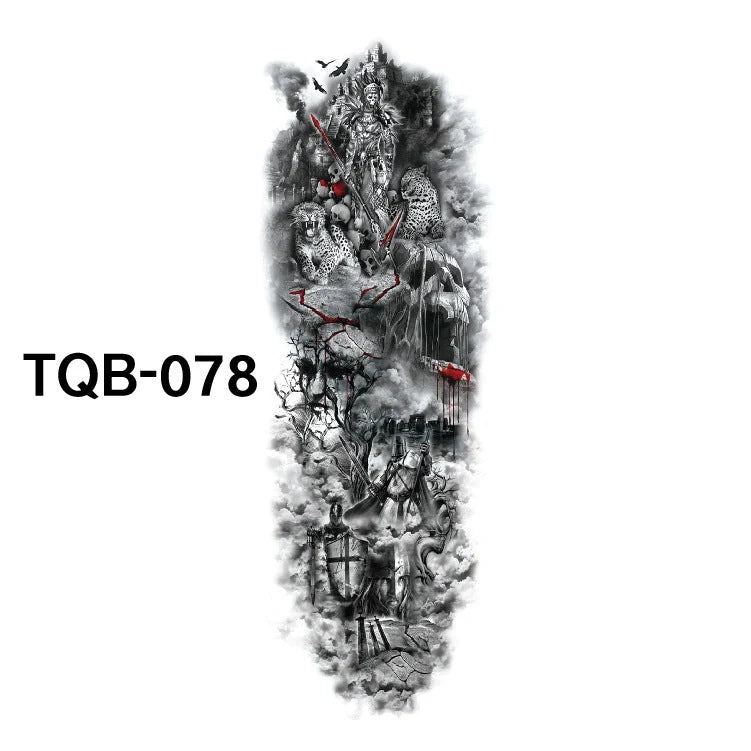 Waterproof Full Arm Tattoo Sticker in various colours for temporary body art