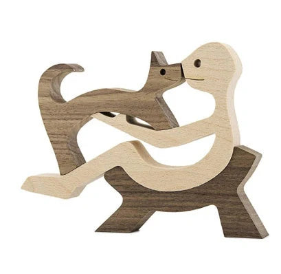 Nordic style wooden desktop ornament with animal design and polished finish