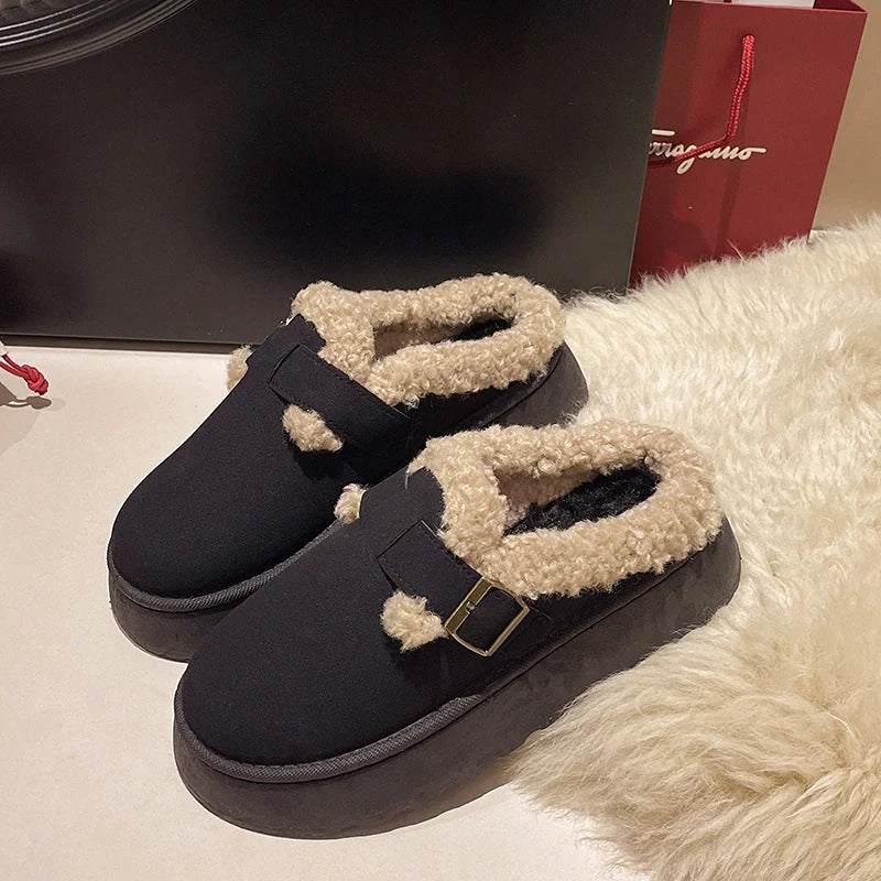Luxury winter women's plush retro bean boots in various colours