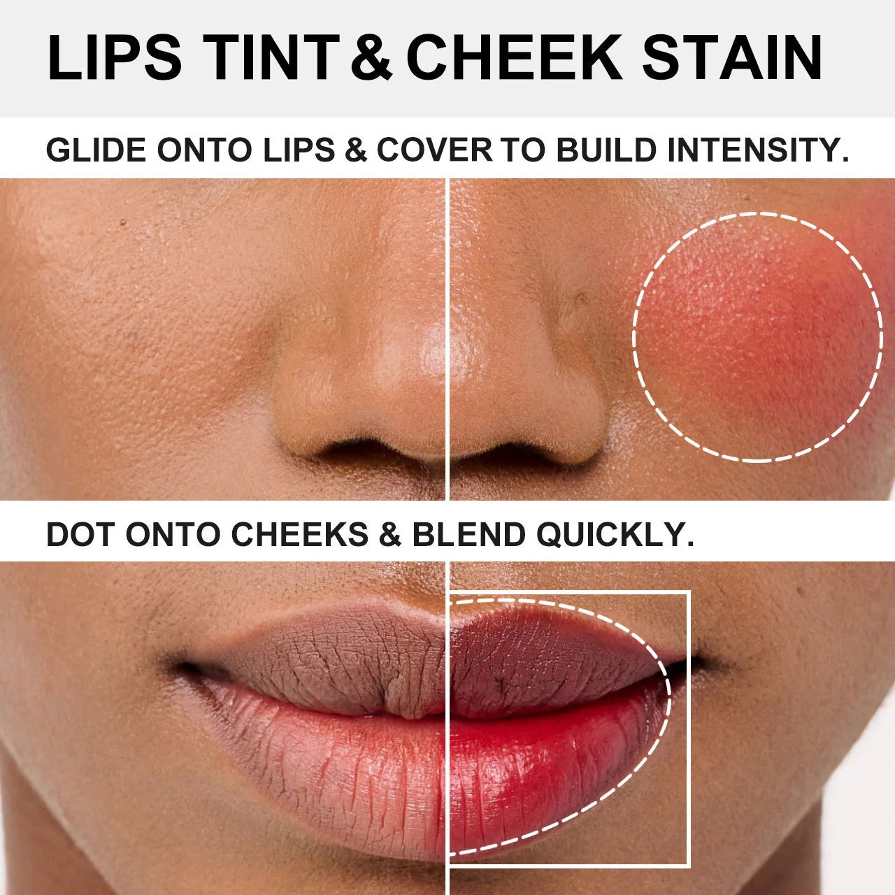 PHOFAY Premium Long-Lasting Lip Tint Collection in various shades and applications