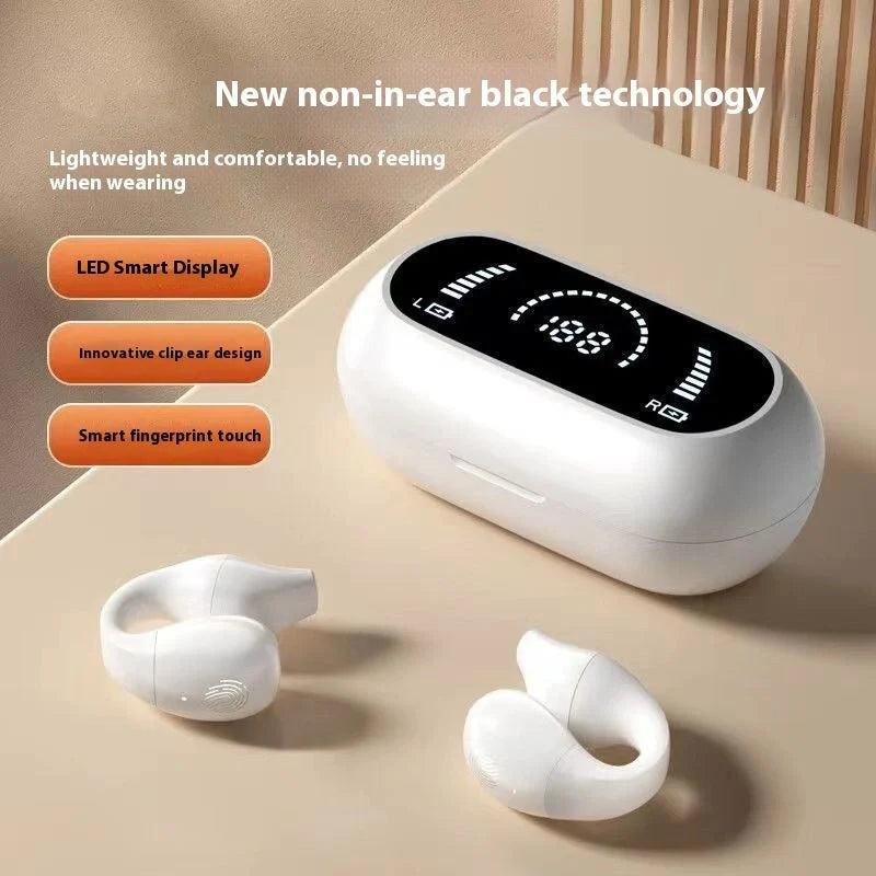 Bluetooth 5.2 bone conduction headphones in white and black with HIFI sound