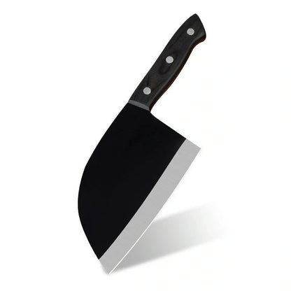 Hand-forged stainless steel butcher knife with wood handle for precision cooking