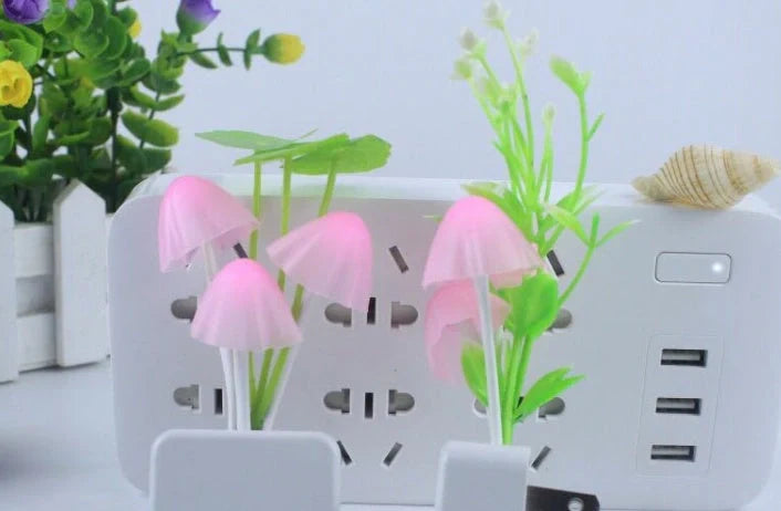 LED Mushroom Night Light with colour-changing feature and automatic sensor