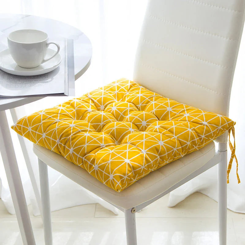 Premium linen and cotton chair cushion in various patterns and designs, offering luxurious comfort and support for your seating needs.