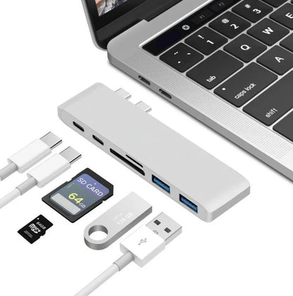 Premium USB-C Hub with SD and TF Card Slots, Power Delivery Charging, and Multiple Ports for Apple MacBook
