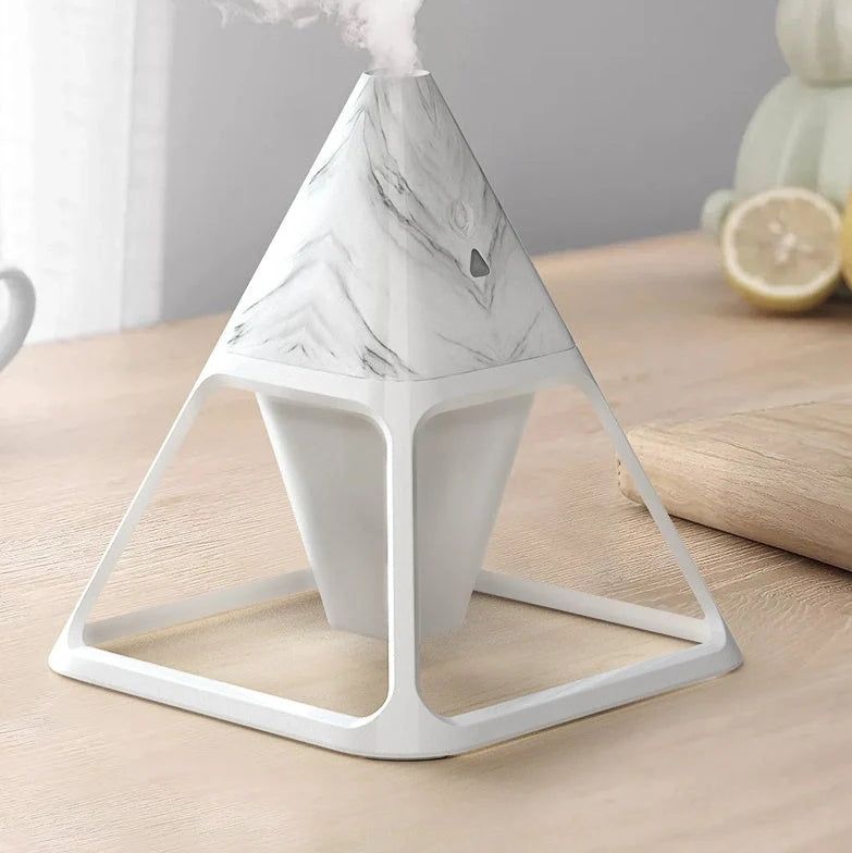 Portable USB air humidifier with night light in white, marble, and wood grain finishes