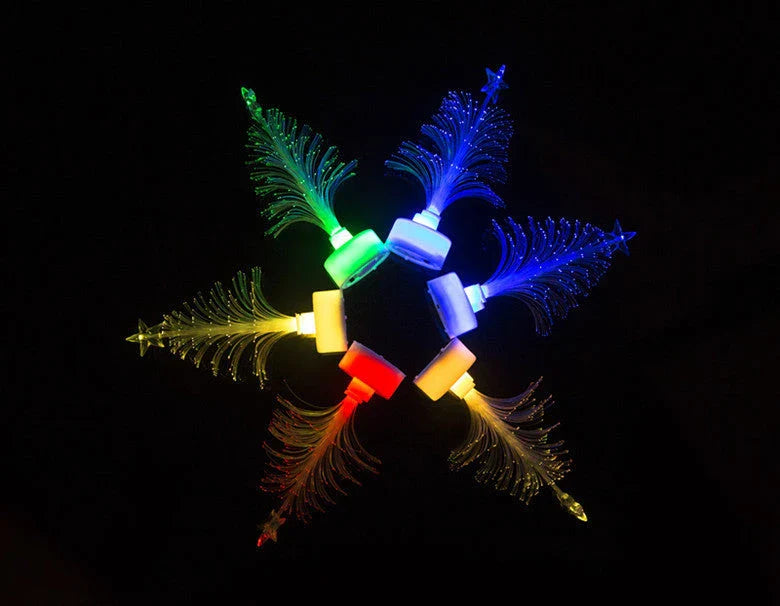 Vibrant color-changing LED fiber optic Christmas tree lamp with stable round base