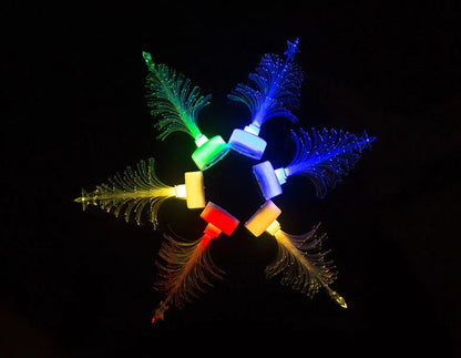 Vibrant color-changing LED fiber optic Christmas tree lamp with stable round base