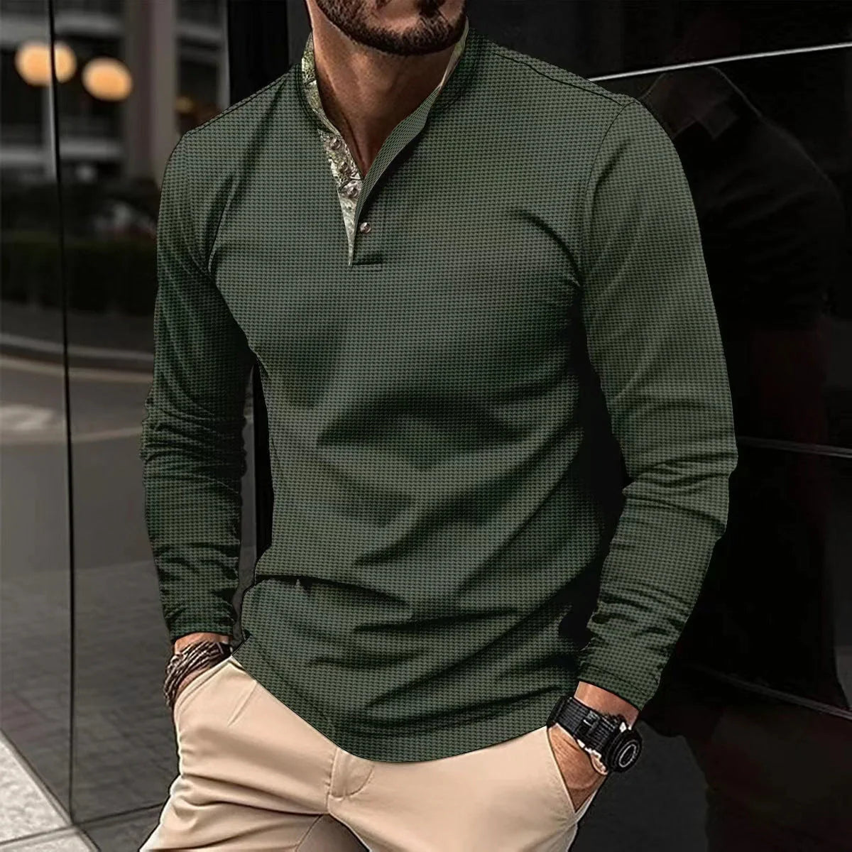 Men's stylish double layer lapel polo shirt in various colours