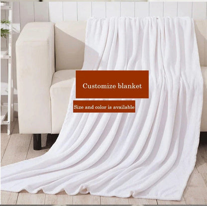Customised cosy flannel blanket with cartoon design, made of premium acrylic fibre for softness and warmth