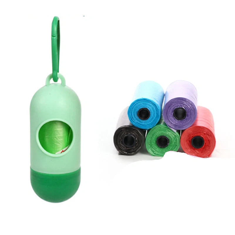 Eco-friendly dog poop bags in various colours for pet waste cleanup