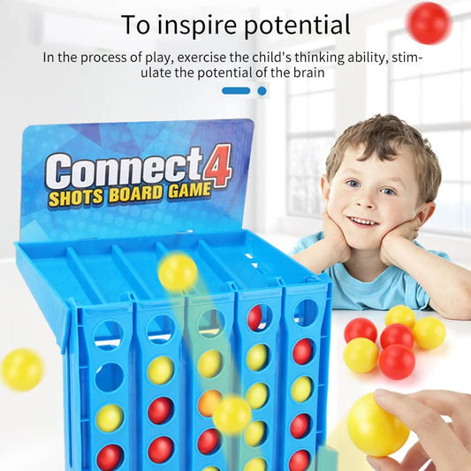 Connect 4 Shots Bouncing Ball Game for parent-child interaction, blue color