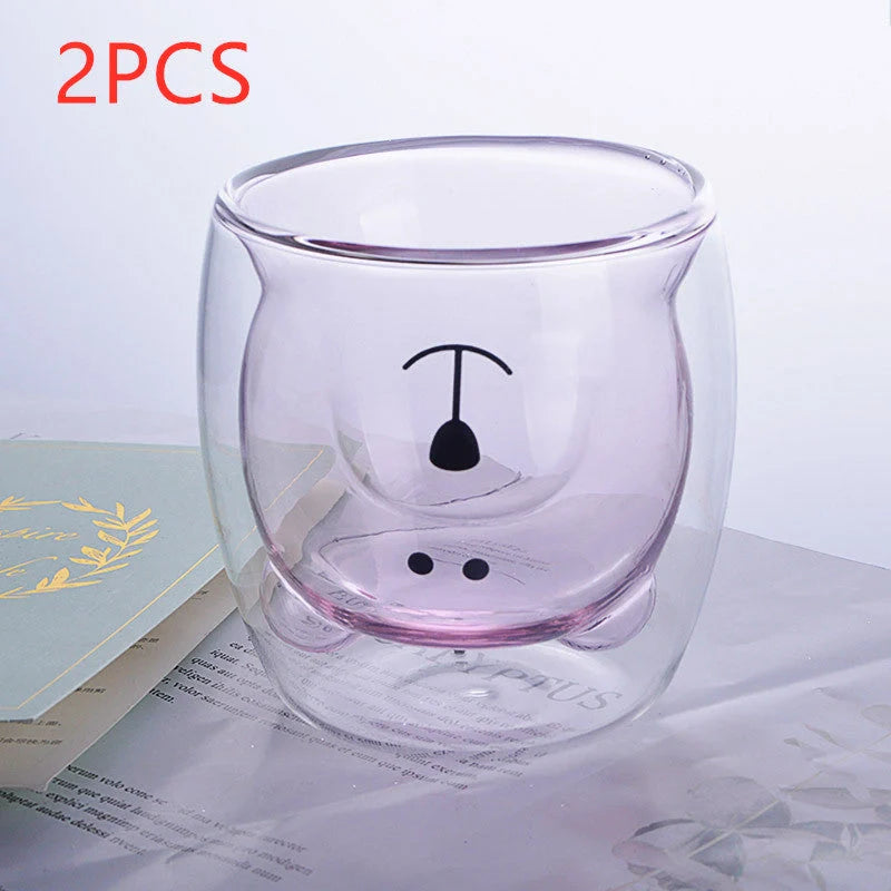 3D double-layer panda cup with skull design and festive inner Christmas tree