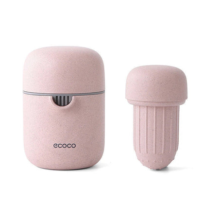 Versatile manual fruit juicer made with wheat straw and PP plastic, capable of juicing a variety of citrus and soft fruits