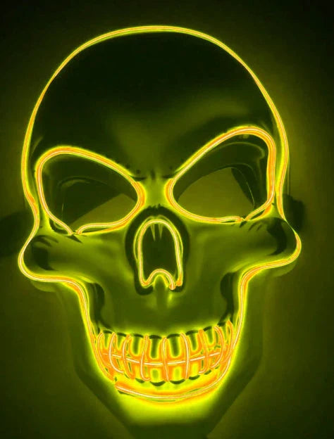 Spooktacular LED Skeleton Mask in a variety of vibrant colours, featuring four lighting modes for the perfect eerie ambiance