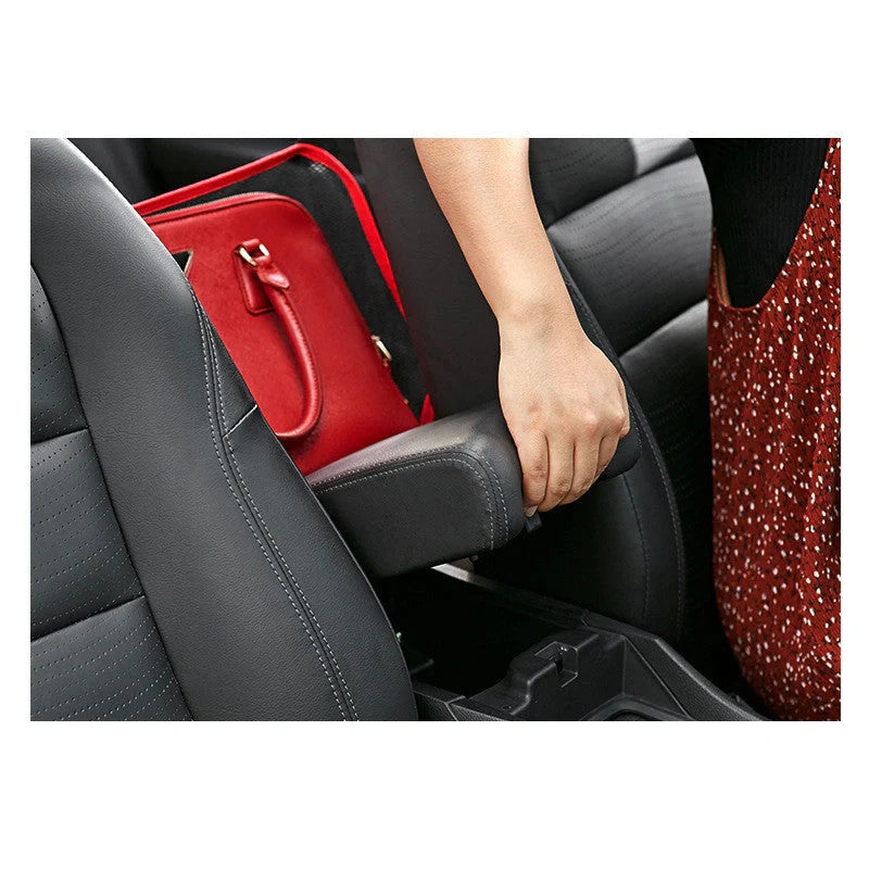 Car Net Pocket Handbag Holder in red and black, showing adjustable belt and spacious storage