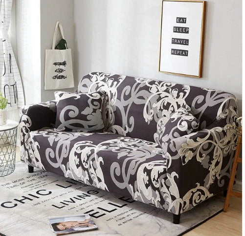 Elastic sofa cover in navy blue with high-density fabric protection