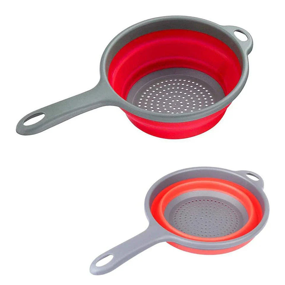 Premium collapsible silicone colander for rinsing, draining, and storing fruits and vegetables in the kitchen