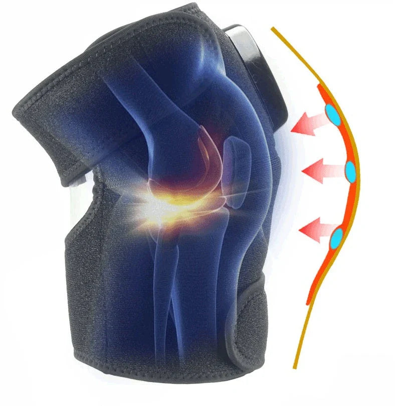 Premium Infrared Heating and Vibration Knee/Elbow Massager with adjustable straps, heat, and vibration therapy for pain relief and joint support