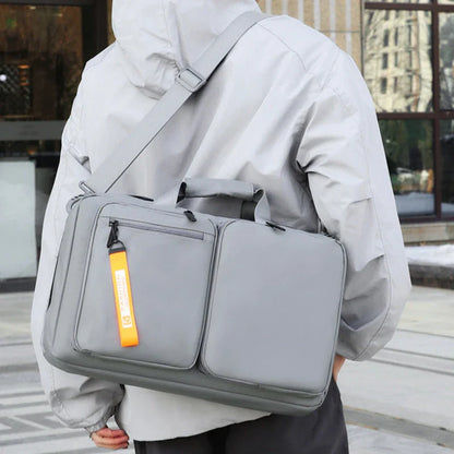 Versatile backpack with large capacity and laptop compartment, made of durable oxford cloth in grey and black colors