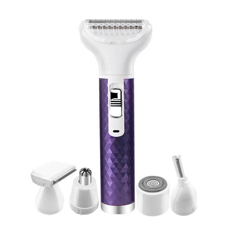 Portable electric razor for women with five interchangeable heads
