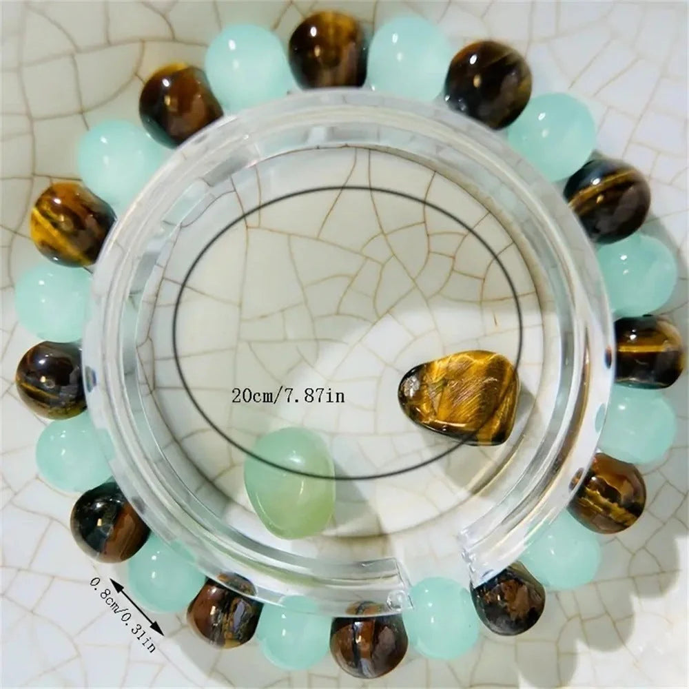 Tigereye Green Aventurine Natural Stone Bracelet with star shape design and 8mm beads