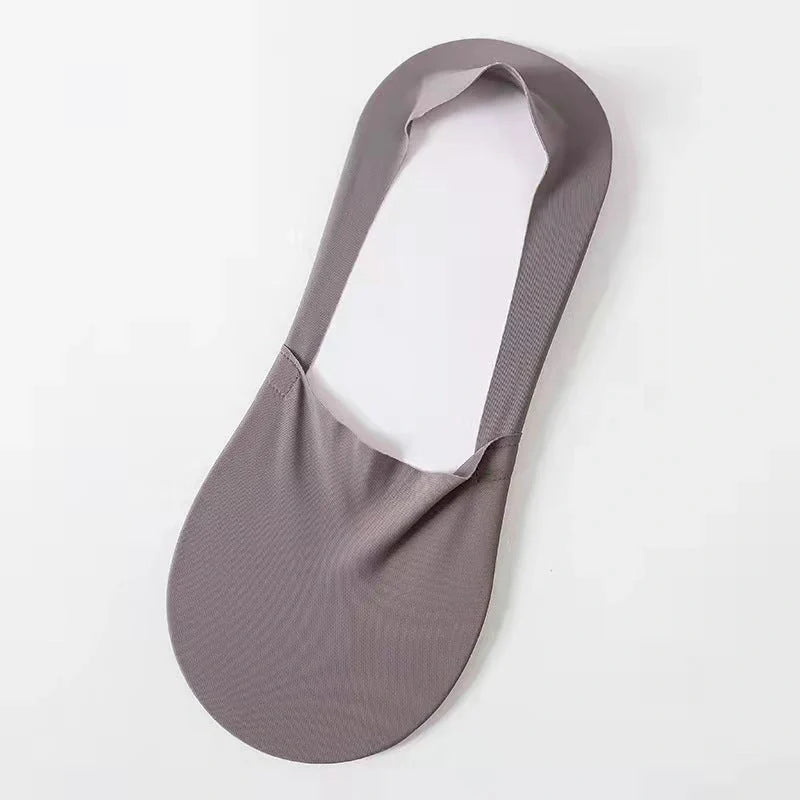 Silicone Non-Slip Shallow Boat Socks for Ladies in various colors, including black, skin, khaki, silver, and more.