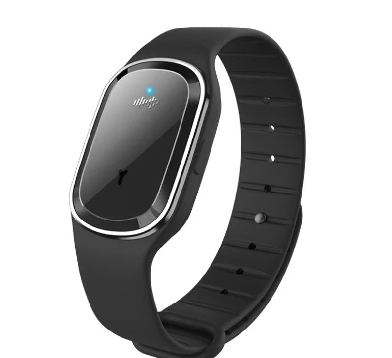 Ultrasonic mosquito repellent bracelet with sleek, waterproof design for outdoor activities