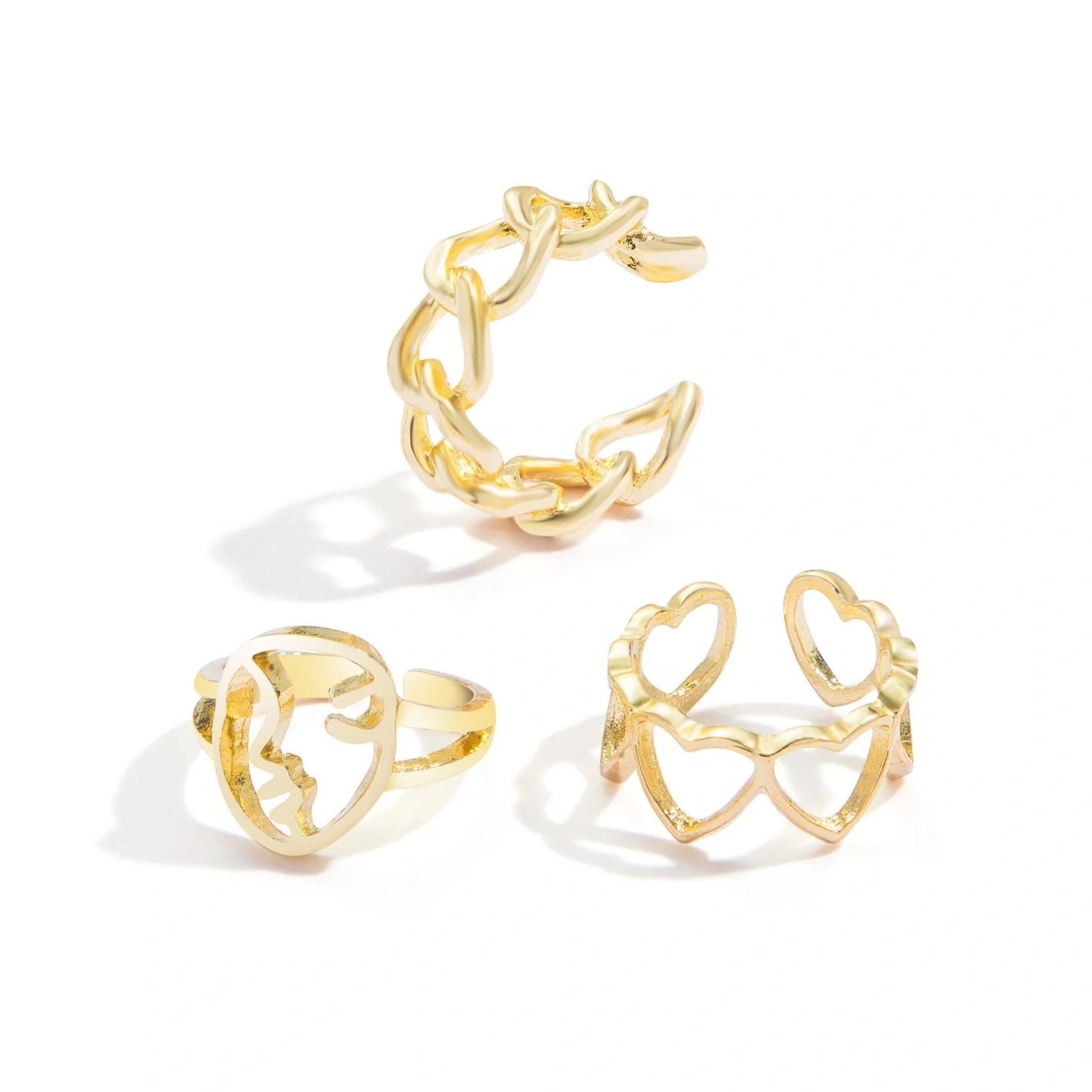 Punk style adjustable butterfly couple rings in gold and silver