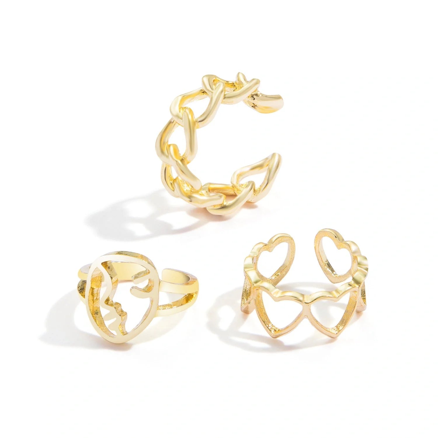 Punk style adjustable butterfly couple rings in gold and silver