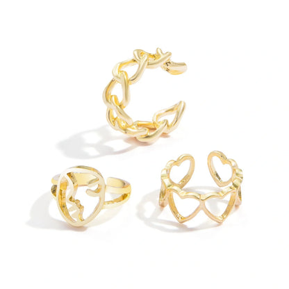 Punk style adjustable butterfly couple rings in gold and silver