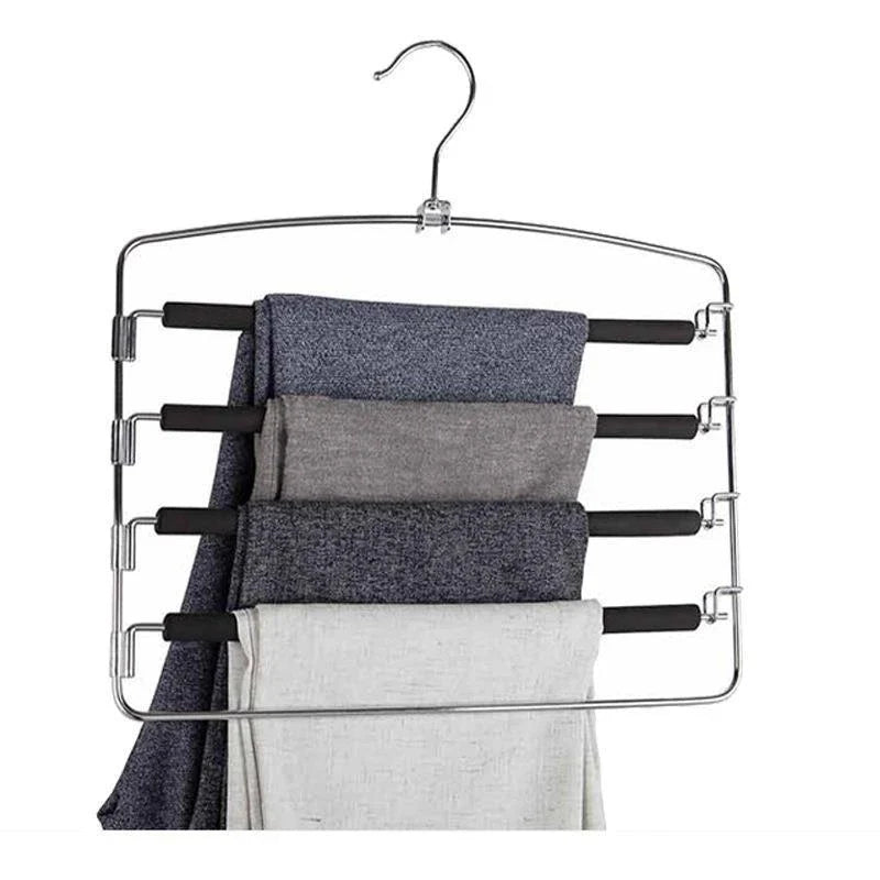 Premium pants organiser with soft EVA foam tubes, 360-degree rotating hooks, and a foldable, space-saving design