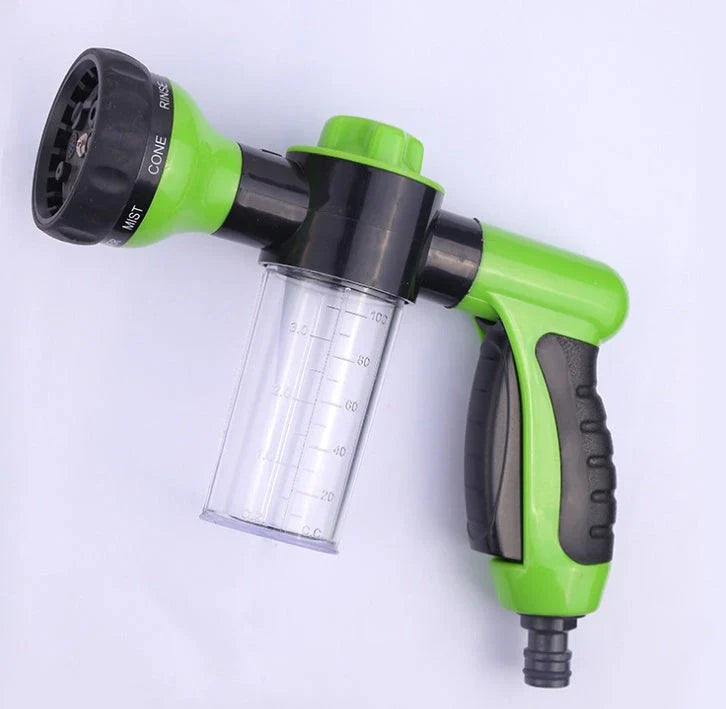 A premium high-pressure automotive foam sprayer with adjustable 8-in-1 spray settings for efficient car washing, garden maintenance, and household cleaning