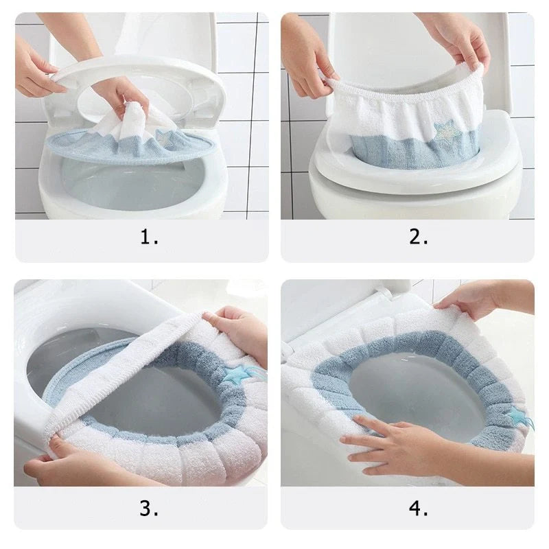 Winter Soft Washable Nordic Toilet Seat Cushion in various colours