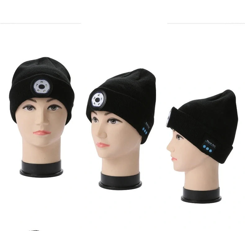 Bluetooth 5.0 LED knitted hat with wireless stereo headset and USB charging