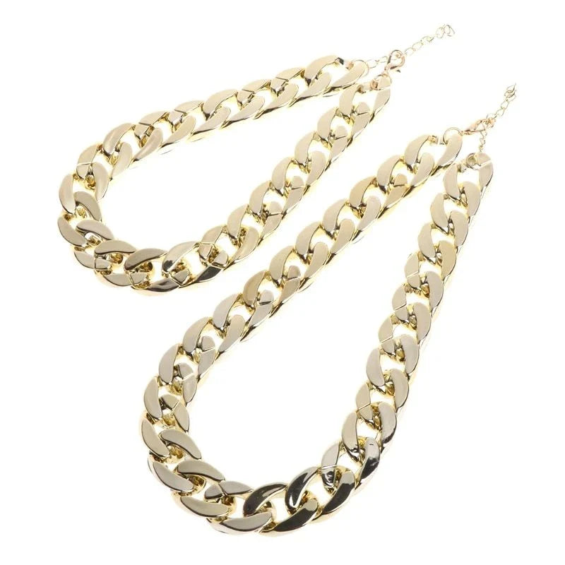Stylish gold plated pet necklace with thick chain design, perfect for adding fashion and identification to small dogs and puppies