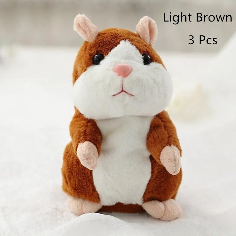 15CM Little Talking Hamster Toy in light brown, dark brown, and grey
