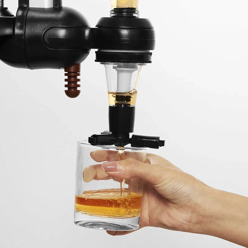 Stainless steel wall mounted liquor dispenser with spring-loaded bottle holder