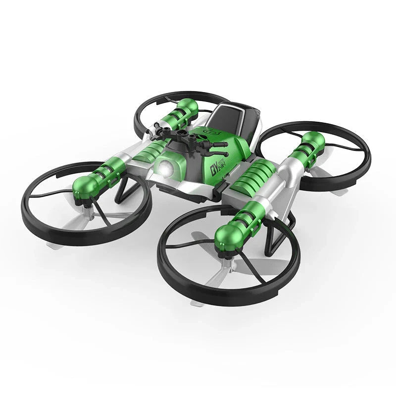 A foldable 2-in-1 drone and motorcycle hybrid with a 0.3MP camera, altitude hold, and intuitive controls for versatile aerial and ground exploration.