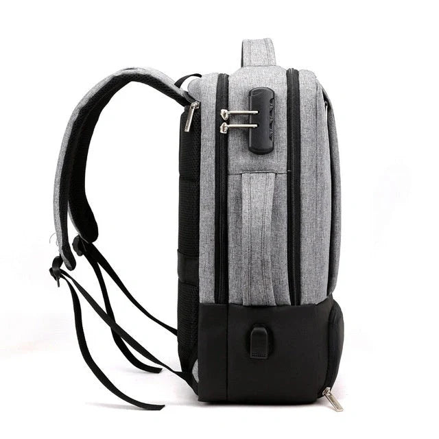 15.6 inch durable nylon laptop bag with anti-theft feature in blue, light grey, and black