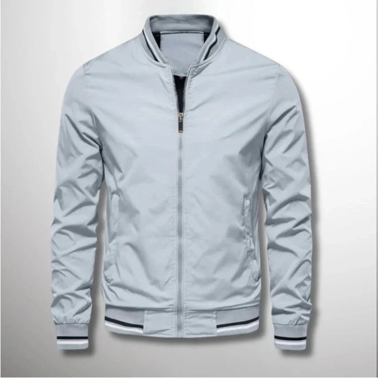 Men's stylish striped zip-up jacket with pockets in various colours