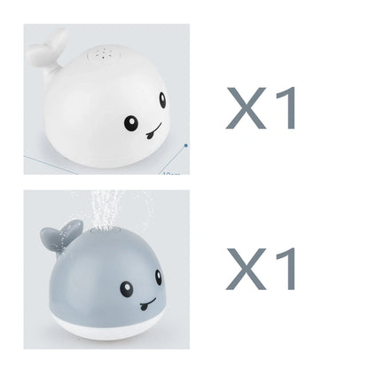 Electric induction whale spray toy for baby bath time with automatic water spray and lights