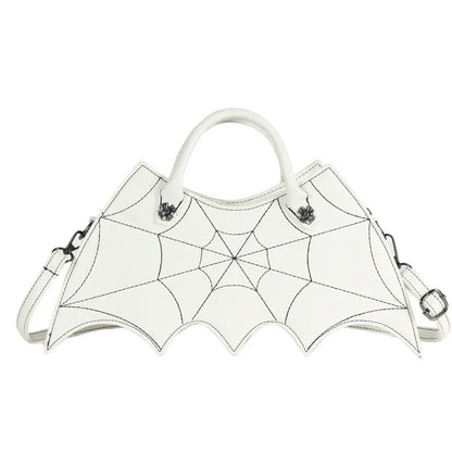 Halloween-inspired Spider Web Messenger Bag with intricate embroidery details, made of high-quality PU leather with adjustable strap